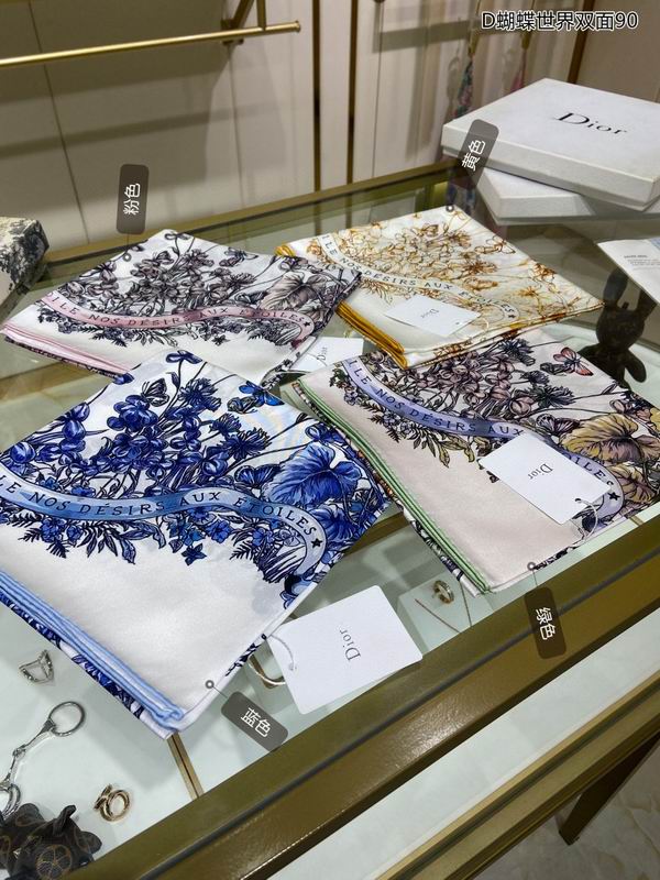 Dior silk scarf 90X90cm E12 (1)